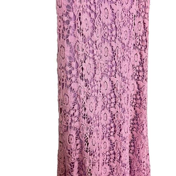 Sherri Hill Womens Formal Crochet Long Fit Flare Skirt Train Lavender sz 4 - Picture 3 of 16